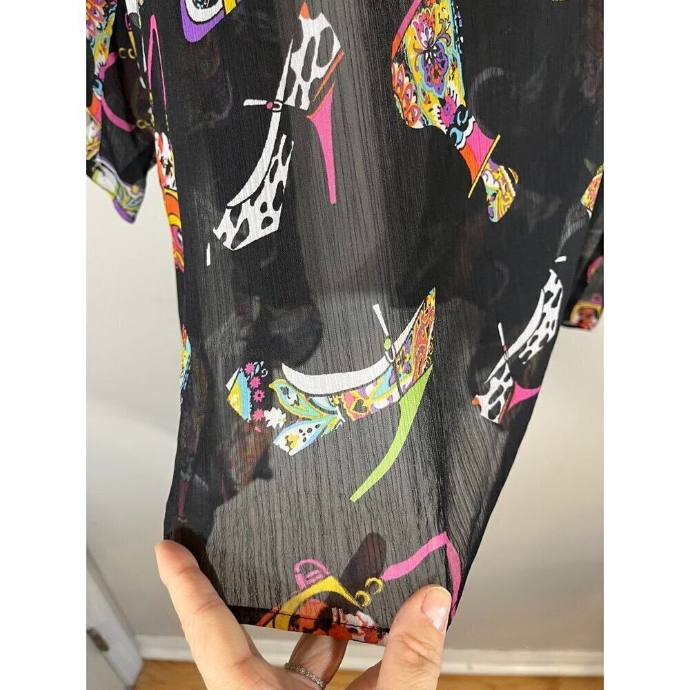Slinky Funky Sheer Cardigan 1X Black Retro Hippie Indie Perfume Handbag Festive - Picture 13 of 15